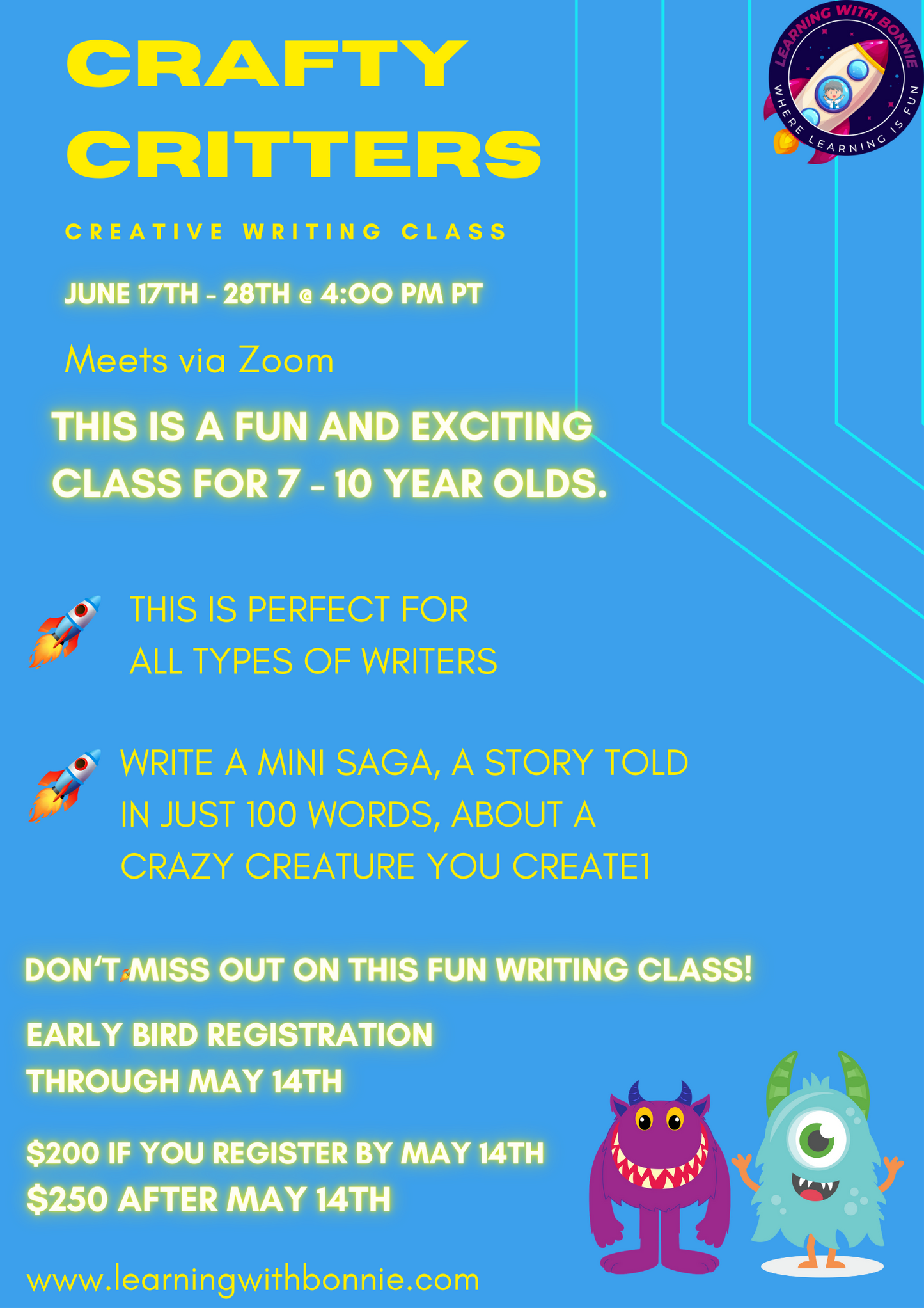 Crafty Critters - 2 Week Creative Writing Course!